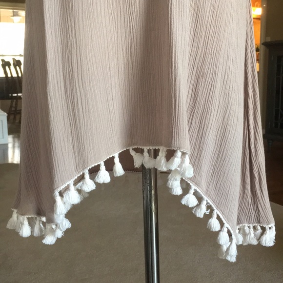 Taupe with peach embroidery swing dress - Picture 4 of 8